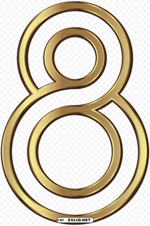 number eight golden Isolated Item on Transparent PNG