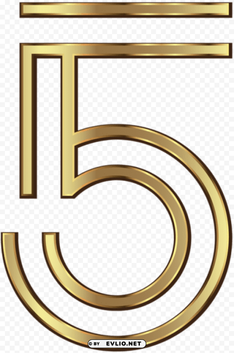 number five golden Isolated Item on Clear Transparent PNG