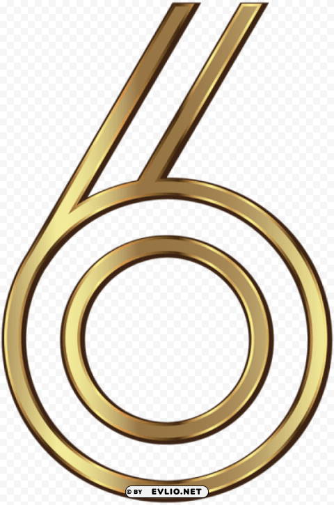 number six golden Isolated Item on HighQuality PNG