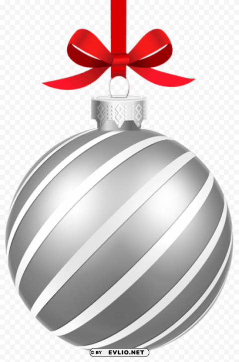 silver striped christmas ball Clear background PNGs