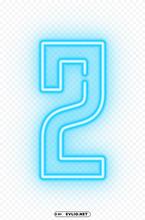 neon number two Transparent Background PNG Isolated Pattern