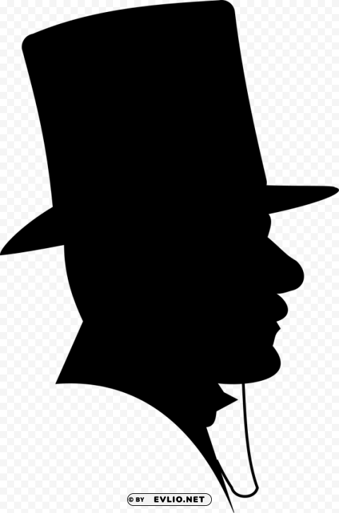 victorian man silhouette top hat PNG transparent elements complete package