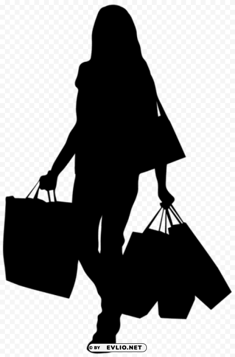 female silhouette with shopping bags HighQuality Transparent PNG Isolated Graphic Design