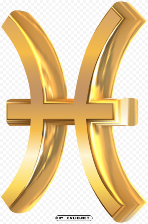 pisces 3d gold zodiac sign Isolated Item with Transparent PNG Background