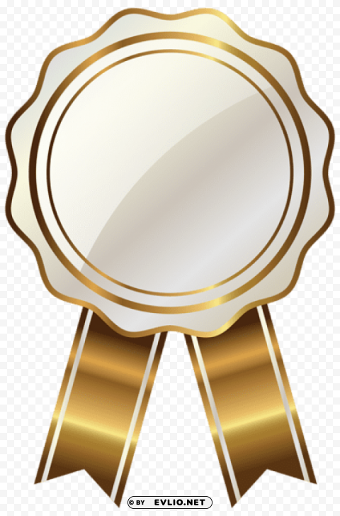 white seal with gold ribbon PNG with transparent bg