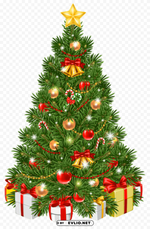 Decorated Christmas Tree Transparent PNG Image With Isolated Icon