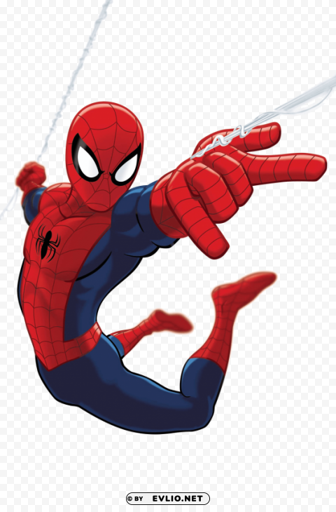 Spiderman Flying Between Buildings PNG Picture