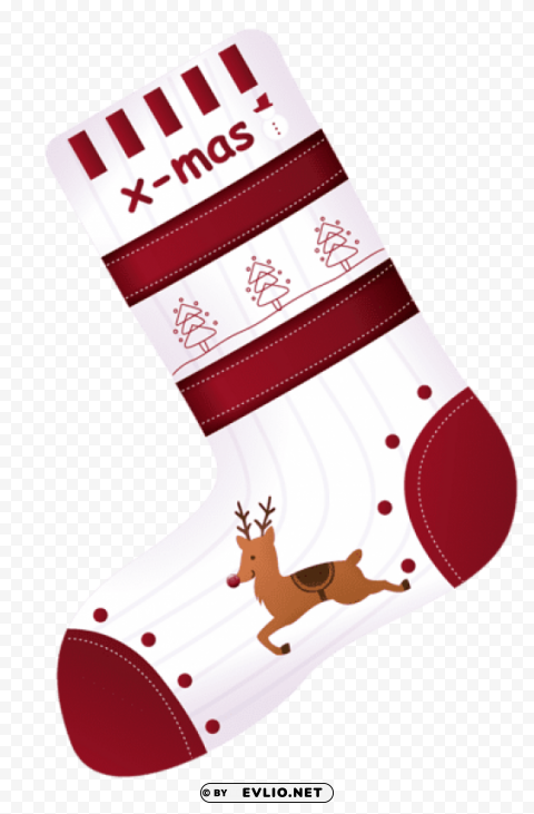 christmas red white stoking Isolated Item with Transparent PNG Background