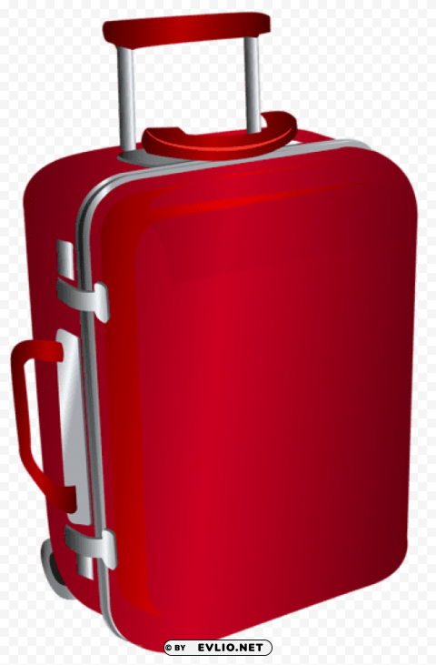 red trolley travel bag Clear Background Isolated PNG Icon