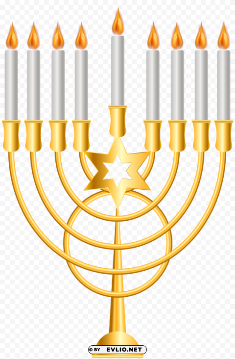 menorah gold PNG with transparent background for free