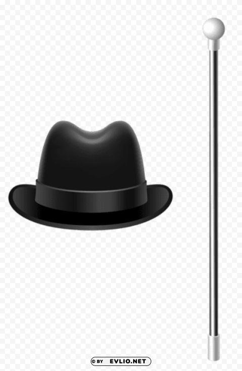 fedora hat with canepicture PNG transparent designs for projects