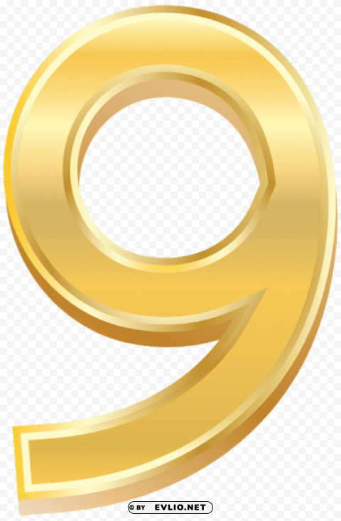gold style number nine Isolated Graphic on HighResolution Transparent PNG
