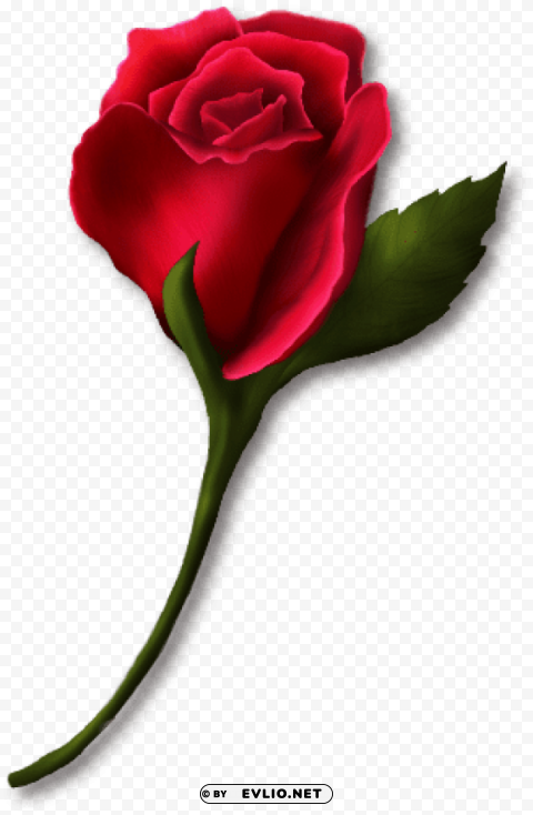 PNG image of red rose bud painted Clear PNG graphics with a clear background - Image ID 15771a16