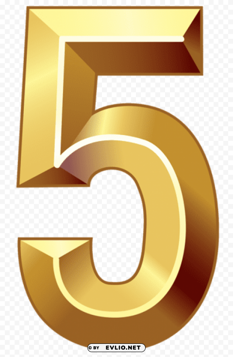 gold number five Isolated Character in Transparent PNG