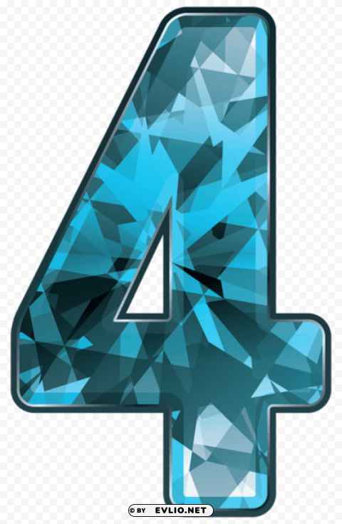 blue crystal number four Transparent Background Isolated PNG Art