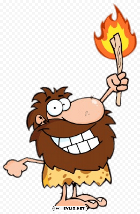 caveman holding a torch PNG transparent graphics for download