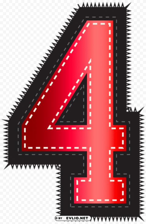 red sport style number four ClearCut Background Isolated PNG Design