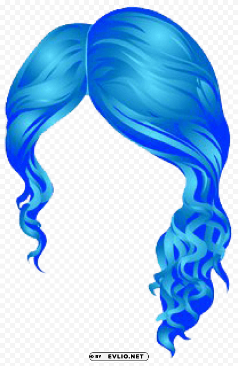 underwater curly sideswept hair blue Isolated Graphic Element in Transparent PNG