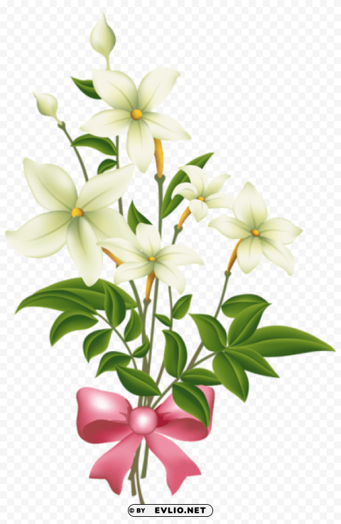 white flowers with pink bow Transparent PNG vectors