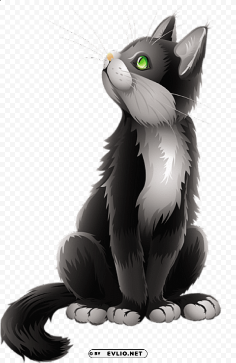 cartoon black cat Isolated Object on Transparent Background in PNG clipart png photo - 8d6d0f39