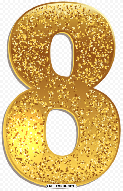 Number Eight Gold Shining HighQuality Transparent PNG Isolated Object