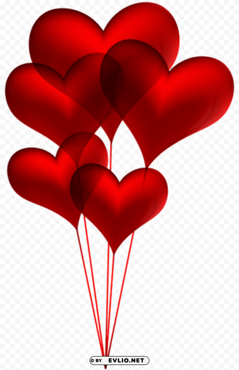 red heart balloons transparent Clear Background PNG Isolated Design Element