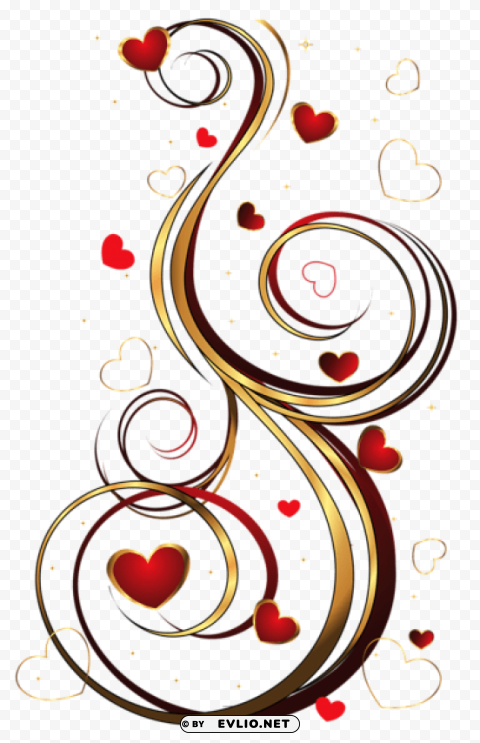  Red And Gold Hearts Ornament Isolated Subject With Clear Transparent PNG