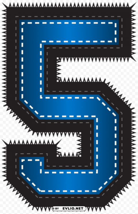blue sport style number five High-resolution PNG