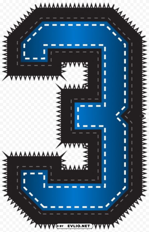 blue sport style number three Free transparent PNG
