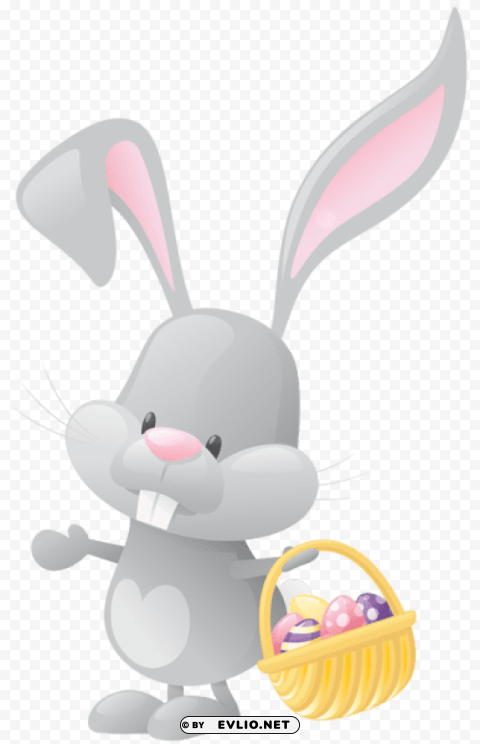 easter bunny with basket Isolated Design in Transparent Background PNG