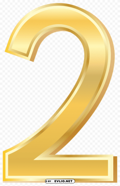gold style number two Isolated Graphic Element in Transparent PNG