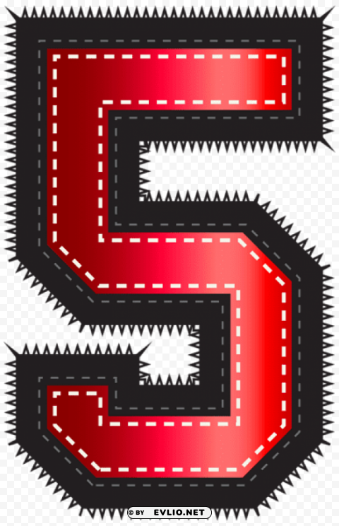 red sport style number five ClearCut Background PNG Isolated Element