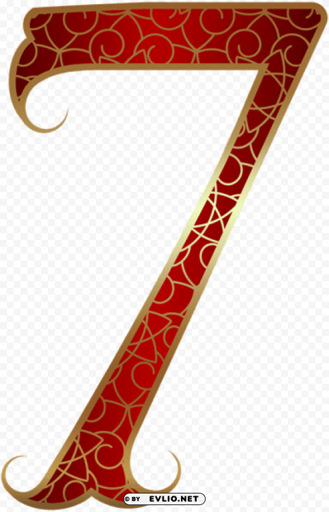 Gold Red Number Seven Clear PNG Pictures Free