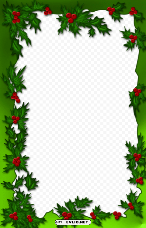 green mistletoe christmas frame Transparent Cutout PNG Graphic Isolation