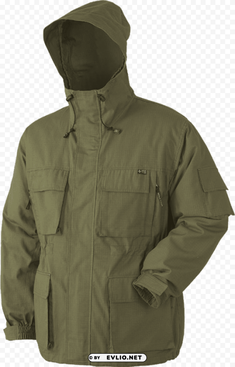 hooded deep green jacket PNG transparent graphics for download