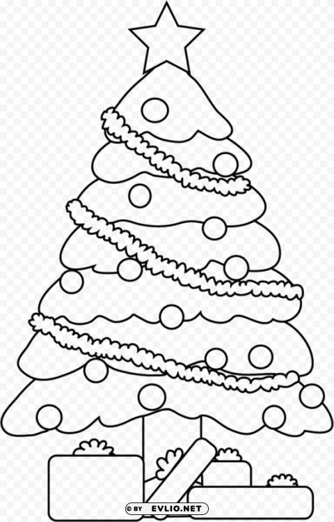 line drawing thristmas tree - drawing christmas tree sketches Clean Background PNG Isolated Art