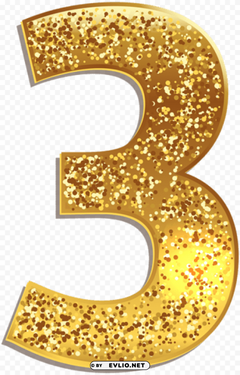 number three gold shining HighQuality Transparent PNG Isolated Art