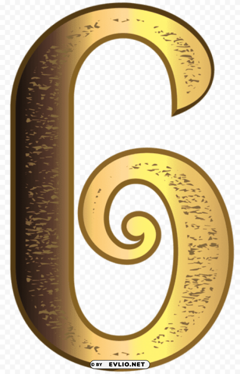 old gold number six PNG Graphic with Transparent Isolation