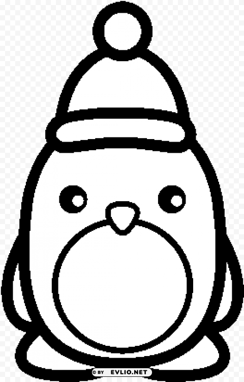 christmas penguin coloring page - cute penguin colouring pages PNG clip art transparent background