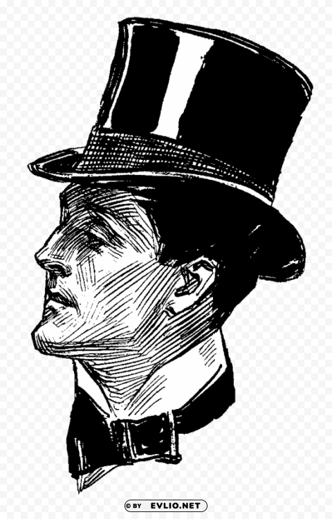 man with victorian top hat sideview PNG images free download transparent background