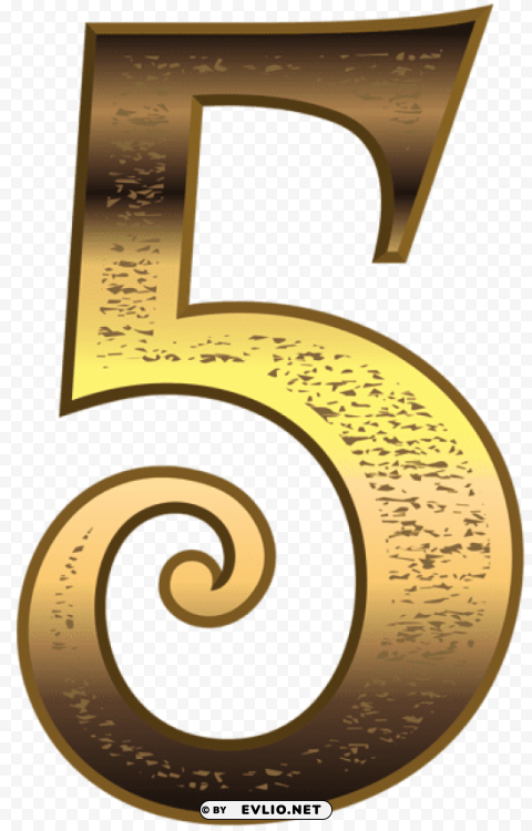 old gold number five PNG Graphic with Transparent Background Isolation