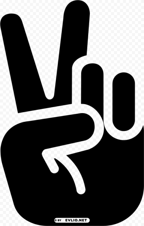 peace hand icon Clean Background Isolated PNG Graphic