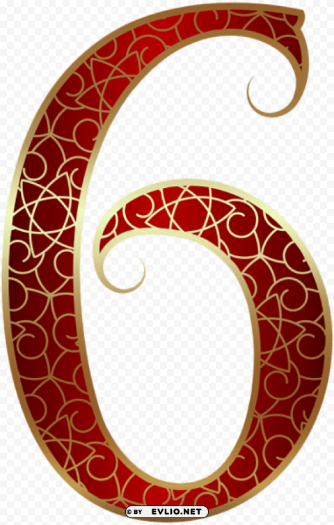 gold red number six Clear PNG pictures assortment