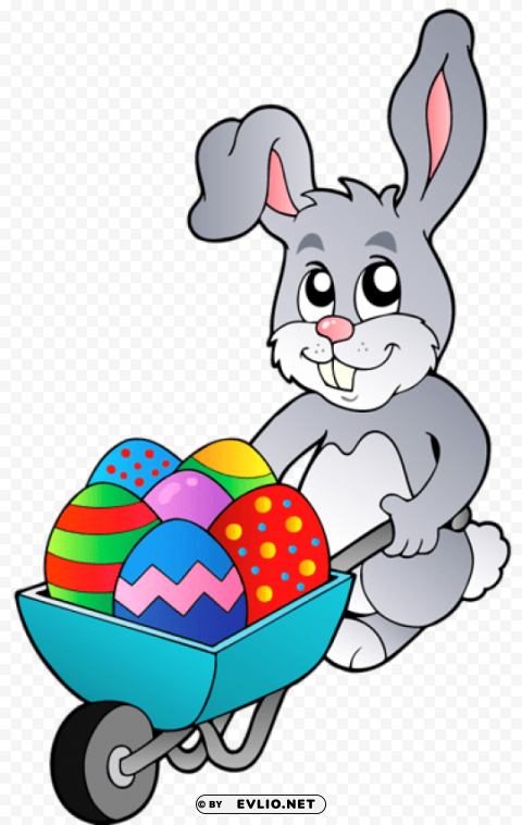 transparent easter bunny with egg cartpicture Isolated PNG Graphic with Transparency