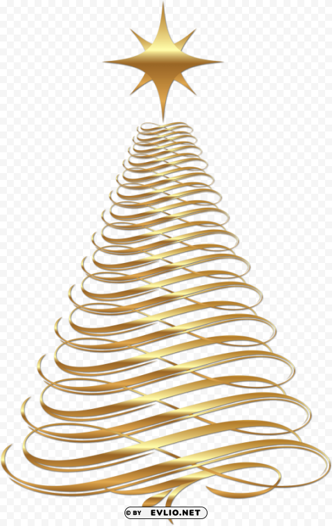 Gold Christmas Tree Background Isolated Artwork On Transparent PNG