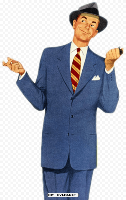 Vintage Man Dressed In Blue PNG Transparent Graphics Bundle