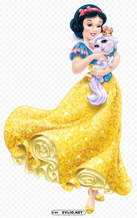 Disney Princess Snow White With Little Kitten Transparent PNG For Photoshop