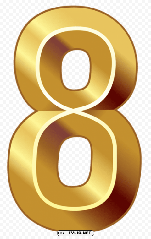 gold number eight Isolated Character on Transparent Background PNG
