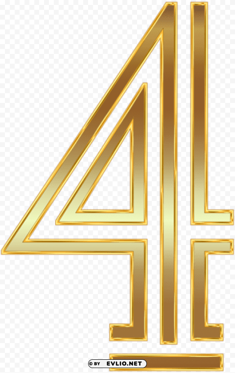 number four gold Isolated Object in HighQuality Transparent PNG
