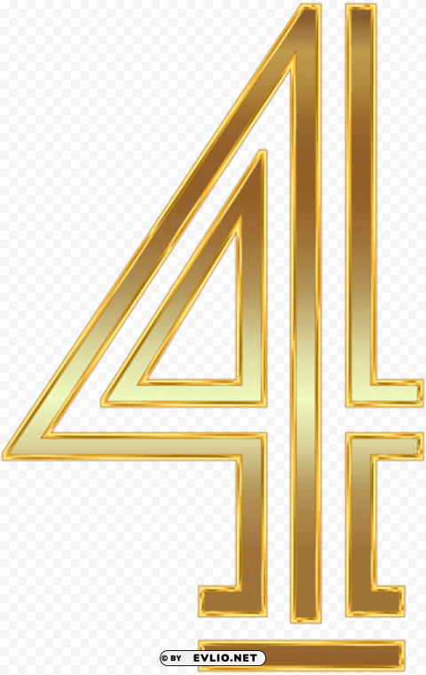 Number Four Gold Isolated Object In HighQuality Transparent PNG